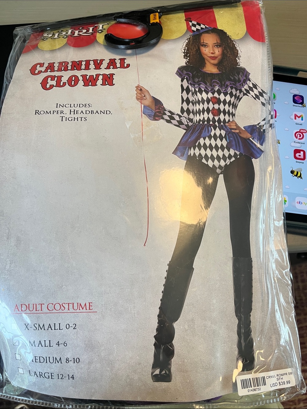Spirit Carnival Clown NWT Costume